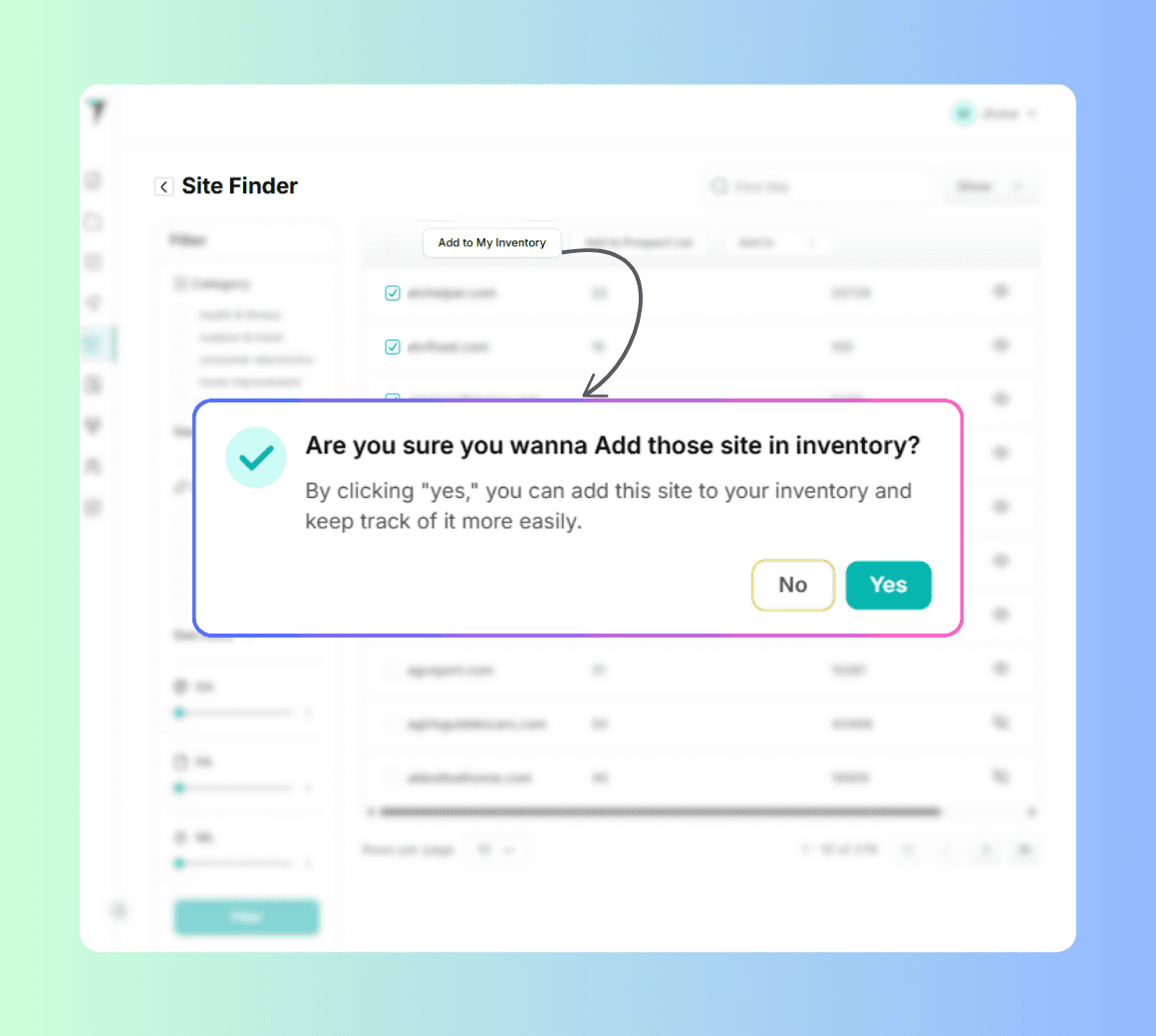 Save sites from the database directly to your library.