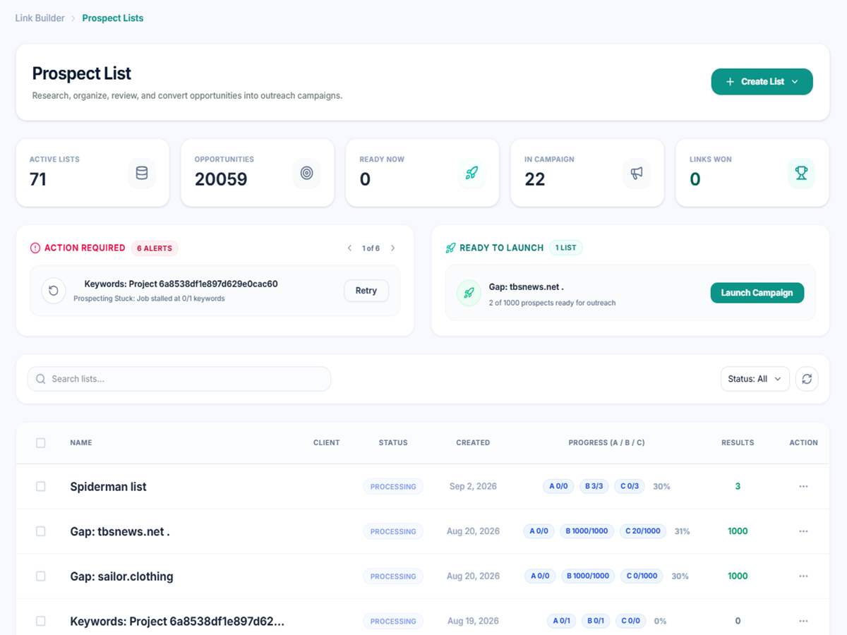 Uprankly prospect discovery interface
